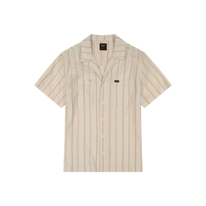 Lee Camp 2 Pocket Relaxed Fit Overhemd Met Korte Mouwen Beige L Man