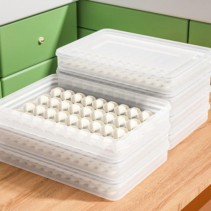 Koelkast Dumpling Box Stapelbaar Grote Capaciteit Vaatwasserbestendige Diepvriezer Dumpling Opslagcontainer voor white