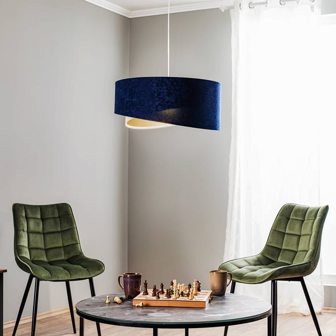 Maco Design Hanglamp Vivien driekleurig blauw/beige/goud