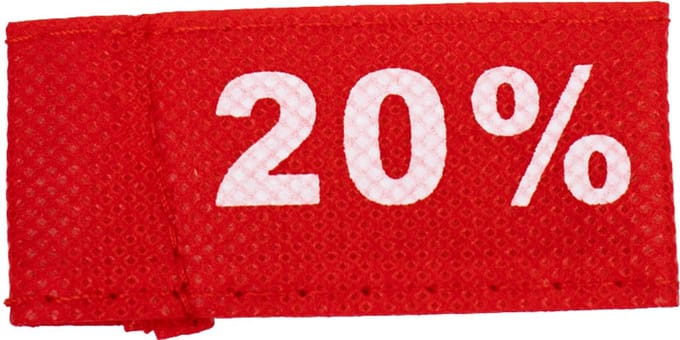 50x Kledinglabel 3x6cm - 20% rood