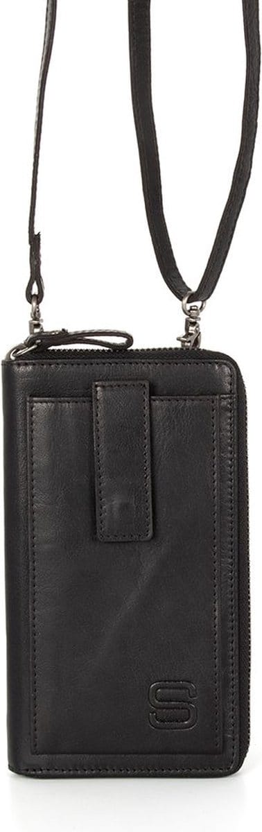 Leren RFID Portemonnee / telefoonhouder - Mace - Zwart