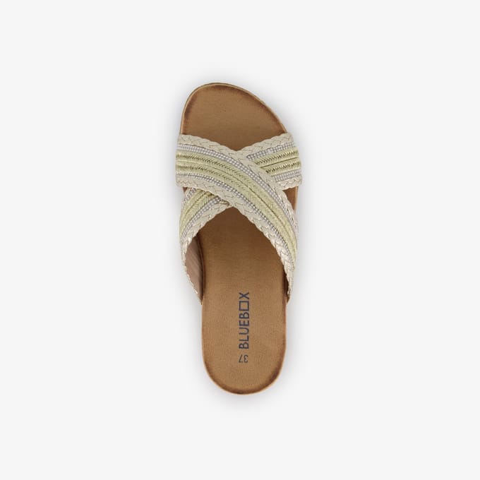 Blue Box dames slippers met strass steentjes goud - Maat 40