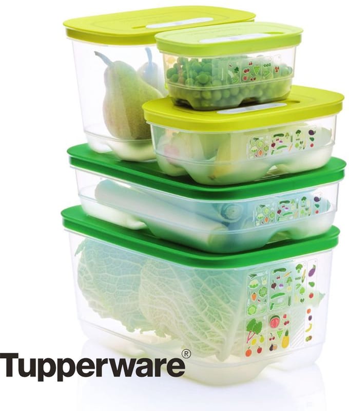 Tupperware FridgeSmart - 5-delige set - Vershoudbakjes - Groen
