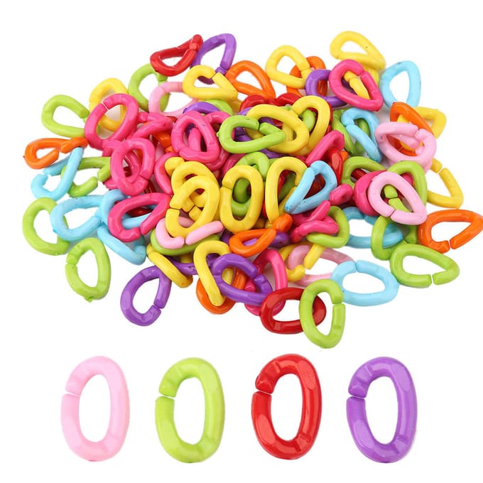 100 Stuks Plastic Vogel C Clips Haken Kettelschakels DIY Papegaai Speelgoed Mix Kleur pink