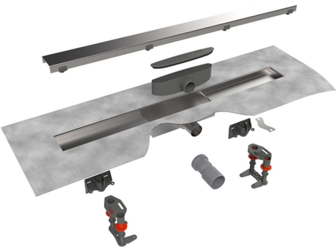 Easy Drain Compact 30 Modulo Stone douchegoot set waterslot 30mm 90cm inbouw diepte 70mm met zijuitloop