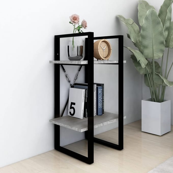 vidaXL - Boekenkast - 2-laags - 40x30x70 - cm - bewerkt - hout - grijs - sonoma - eiken