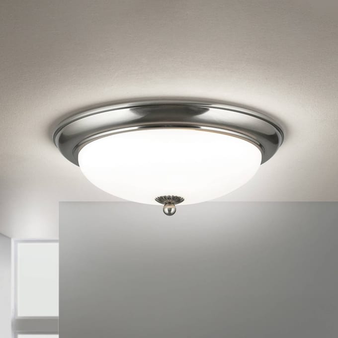 ORION Empire plafondlamp, Ø 35,5 cm, mat nikkel, mat opaal glas