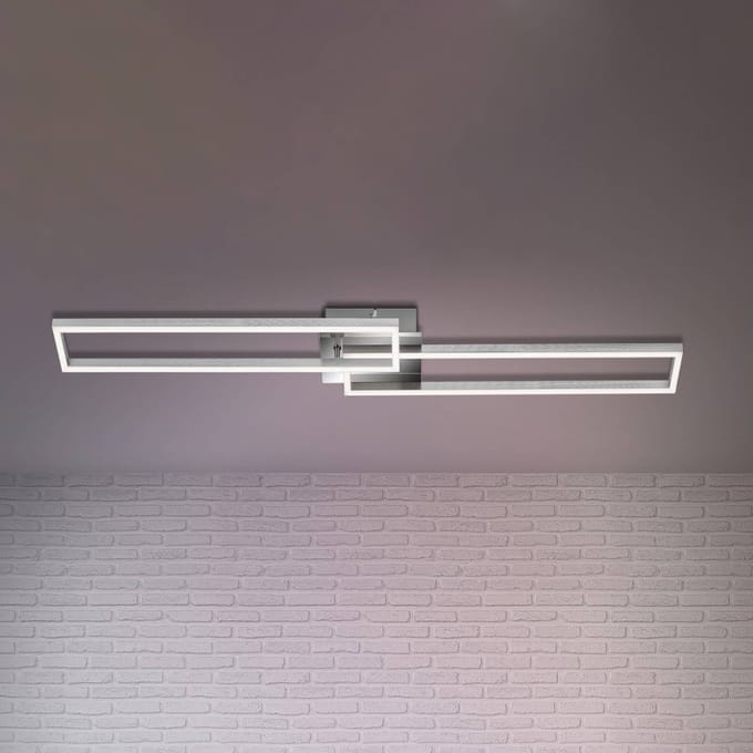 Briloner Frame LED plafondlamp, afstandsbediening, chroom