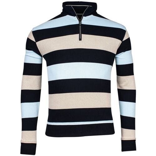 Baileys Trui Half Zip Piqué Doubleface Yarn Dyed Two-Tone Stripes Navy / male