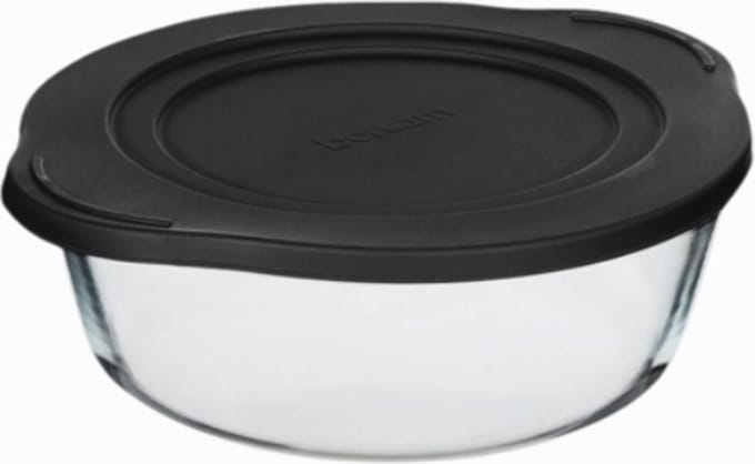 Pasabhce - Borcam ronde ovenschaal met zwarte deksel - 2200cc