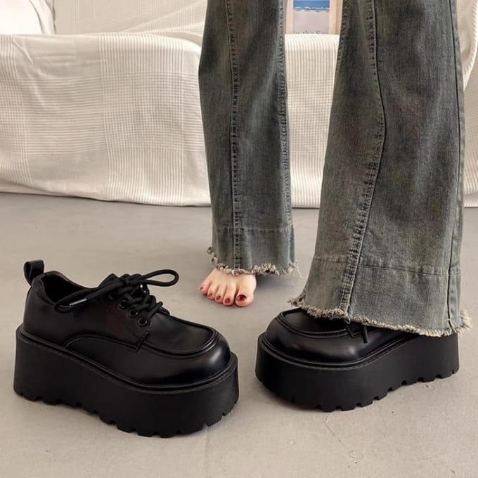 Chaussures pour femmes, lacets sur le devant, talons hauts, mode, bout rond, escarpins à plateforme solides 39 gray