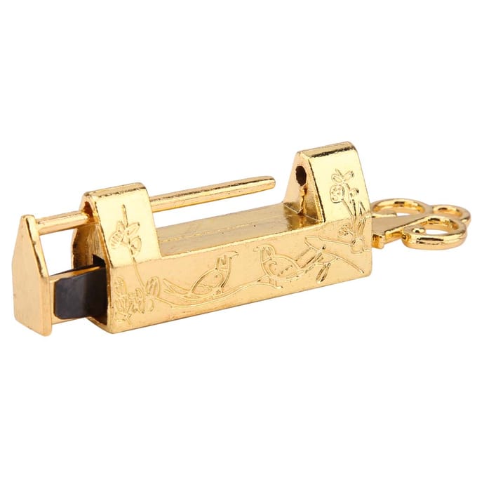 Mini cadenas traditionnel de style chinois avec fleurs de pie, petite clé de verrouillage pour meubles vintage dorés black