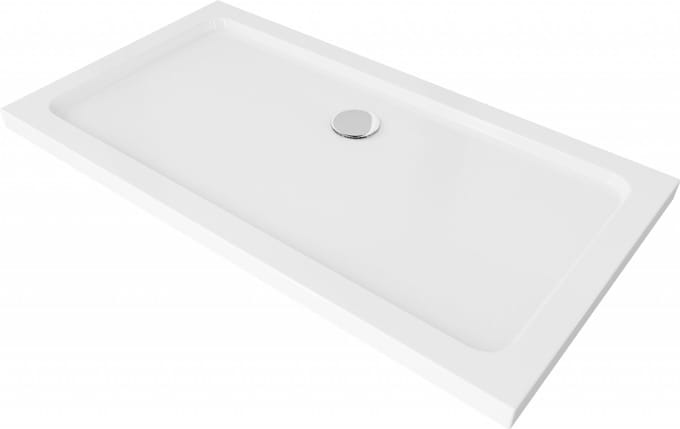 Mexen Flat rechthoekige slanke douchebak 120 x 70 , wit, chrom sifon - 40107012