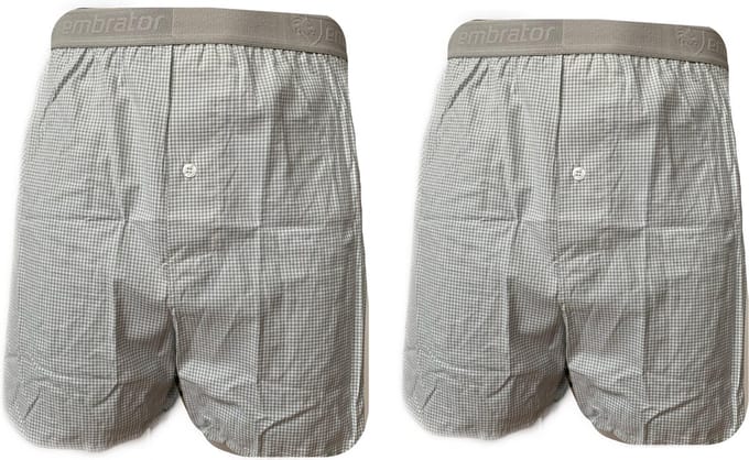 Embrator 2-stuks mannen Boxershort geruit grijs/wit 3XL