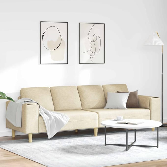 vidaXL - Woonkamerbank - Crème - 250 - x - 77 - x - 76 - cm - Polyester