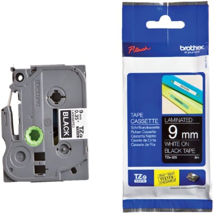 Brother TZ e325 - White On Black - Roll (0.9 cm x 8 m) 1 Cassette(s) Laminated Tape