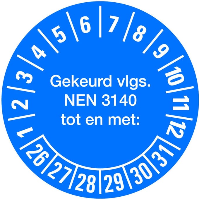 NEN 3140 keuringssticker 26-31 op vel 30 mm - 18 per kaart