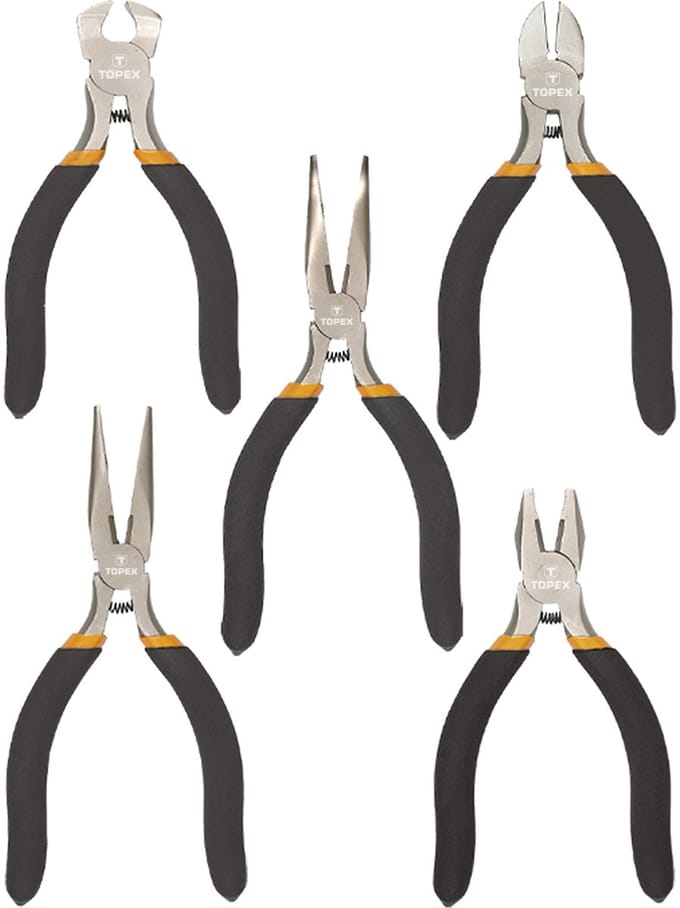 Topex - Precieze Tangenset - 5 Stuks - Ergonomische Handgrepen - Antislip