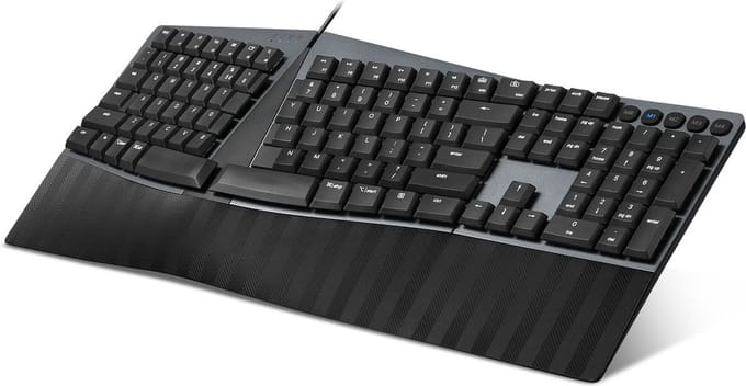 Perixx Periboard-535BR Bedraad Ergonomisch Gesplitst Toetsenbord - Mechanisch toetsenbord - Low profile Brown Switches - Programmeerbaar
