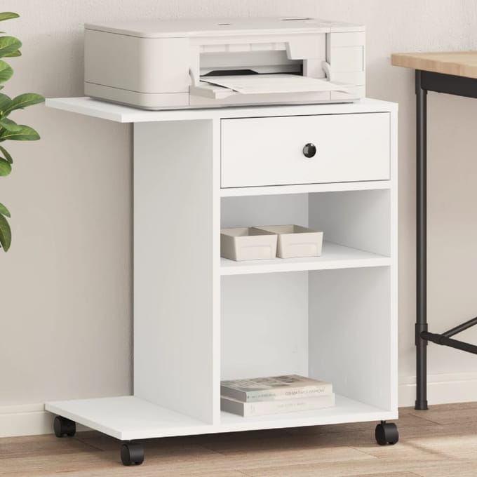 vidaXL - Printerkastje - met - wielen - 60x40x68,5 - cm - wit