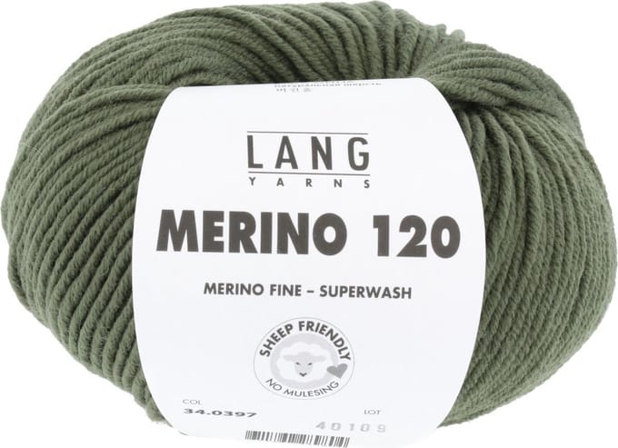 Lang Yarns Merino 120 - 397 mosgroen - Merinowol Garen