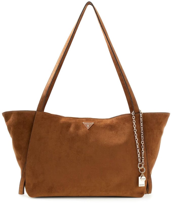 GUESS schoudertas Devon 3 Compartment Tote Cognac bruine