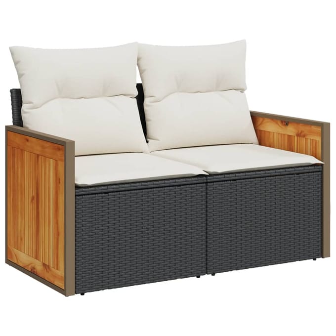 vidaXL - 5-delige - Loungeset - met - kussens - poly - rattan - zwart