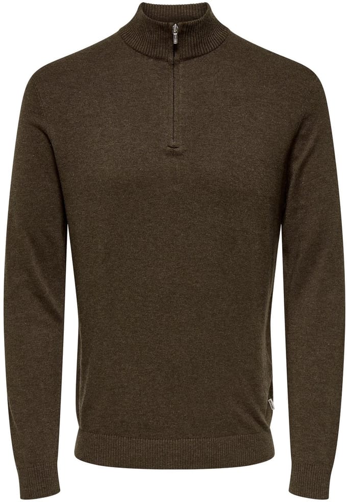 ONLY&SONS - ONSLOUI REG 12 MEL HALF ZIP KNIT NOOS - Heren - Gebreide truien