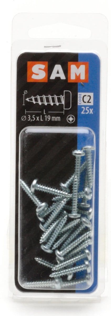 25x SAM Zelftappende schroef cyl. kop 3,5x19mm C2 816012