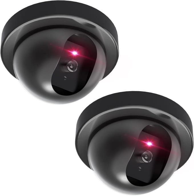 2 Stuks - Nep Dome Beveiligingscamera - Met Knipperend Rood LED-Licht - Zwart Model - Afschrikkende Dummy Camera