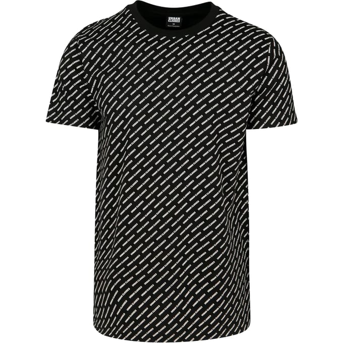 Urban Classics - Allover Logo Heren Tshirt - S - Zwart