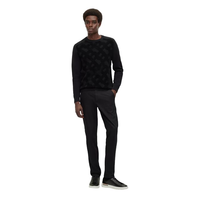 Boss Heren Regular Raglan Casual Sweater Top met lange mouwen (Zwart)