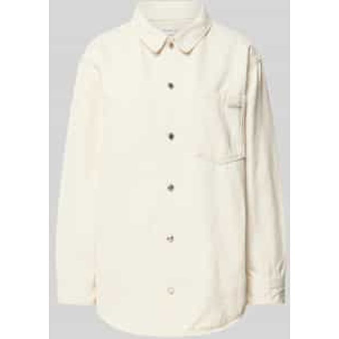 Overhemdblouse Regular fit van katoenmix met linnenanteil