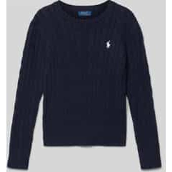 Gebreide pullover met kabelpatroon en ronde hals