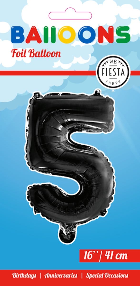 Folieballon 16" nmr. 5 - Zwart