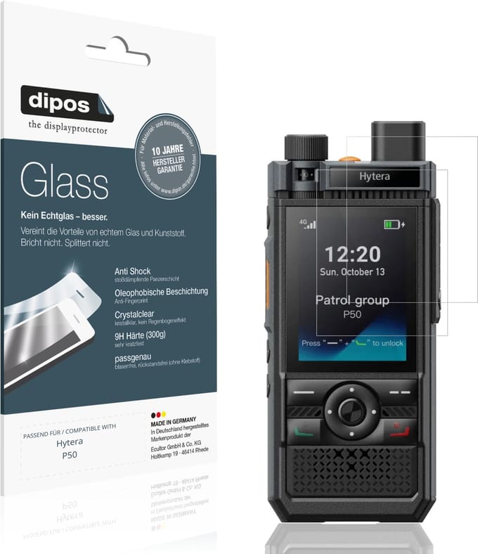 dipos – 2x Pantserfolie geschikt voor Hytera P50 | 9H Screenprotector