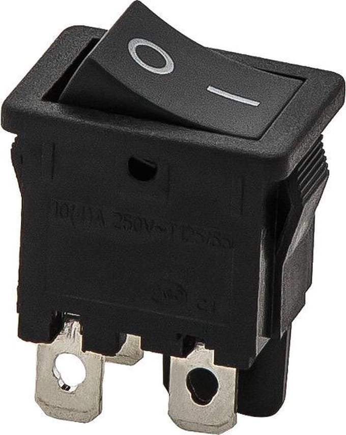 SCHAKELAAR - ‘on/off' - 250V 6A - ZWART - 4 polig