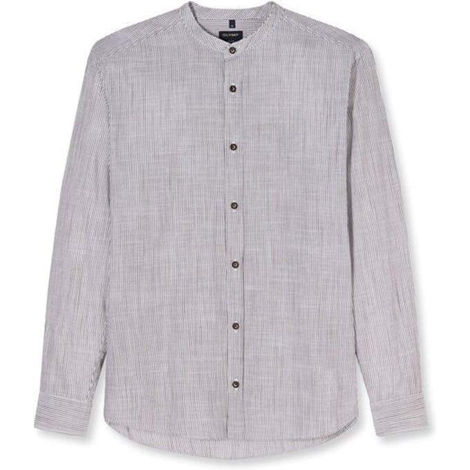 OLYMP Casual Overhemd, Regular Fit, Opstaande kraag, Bruin