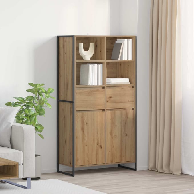 vidaXL - Dressoir - Ambachtelijk - Eiken - 81 - x - 36 - x - 150.5 - cm - Bewerkt - hout