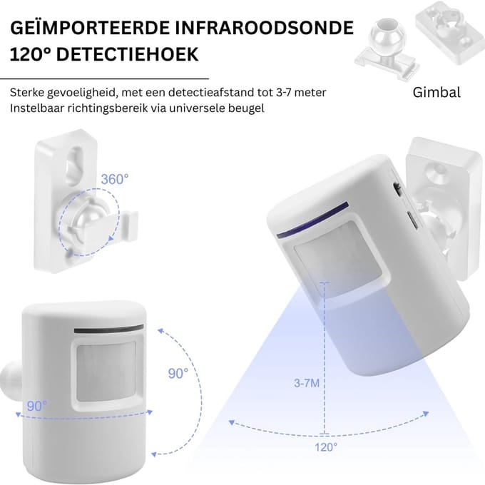 White-Label® Dubbele Opritverklikker - Entreemelder - Doorgangsmelder - Beveiliging - Wit