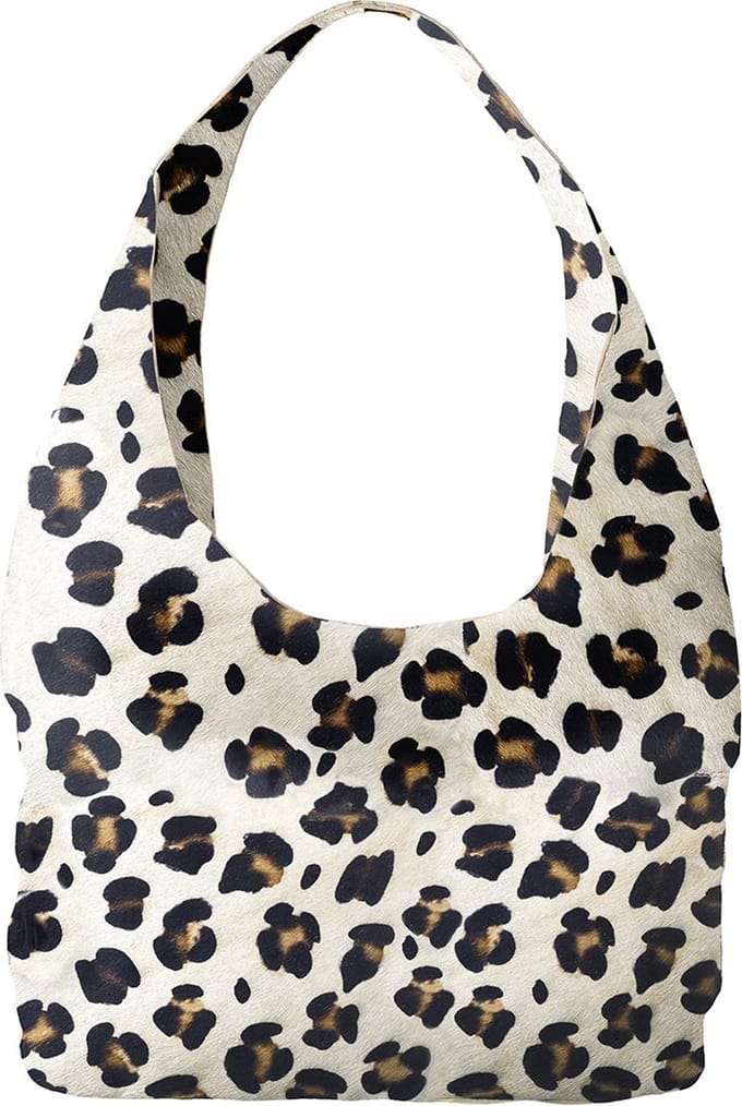 Handtas Leopard Suède