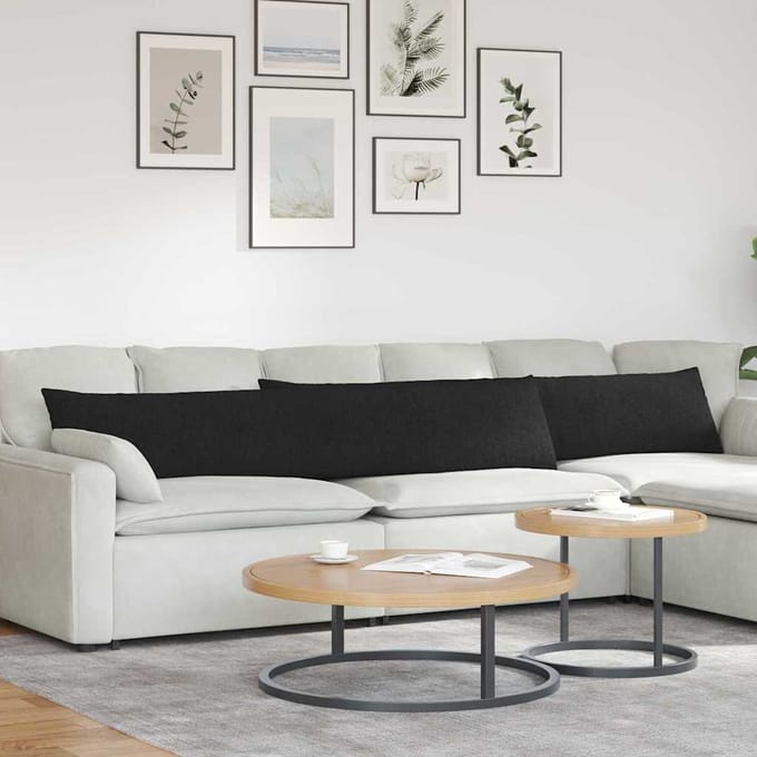 vidaXL - Zitkussens - 2 - st - Stof - Zwart - 200 - x - 40 - cm