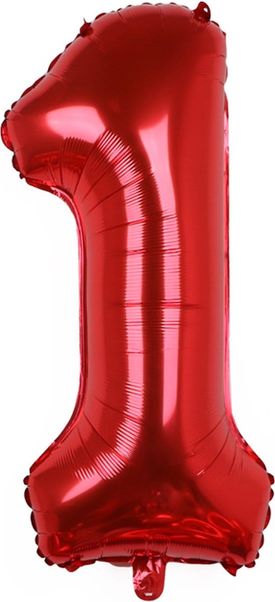 Folieballon / Cijferballon Rood XL - getal 1 - 82cm