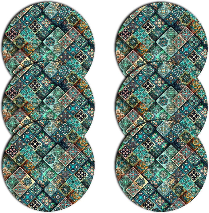 Bertoni - Placemats - tafelmatten set van 6 stuks - rond - 33 cm, Mix kleur - Ontwerp: Estera