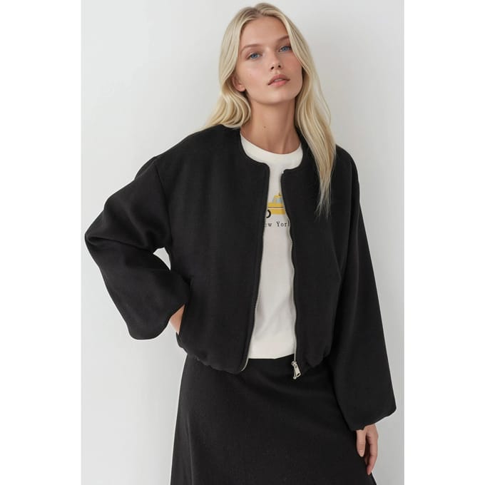 Volledig ritssluiting Oversized Textuur Bomberjack