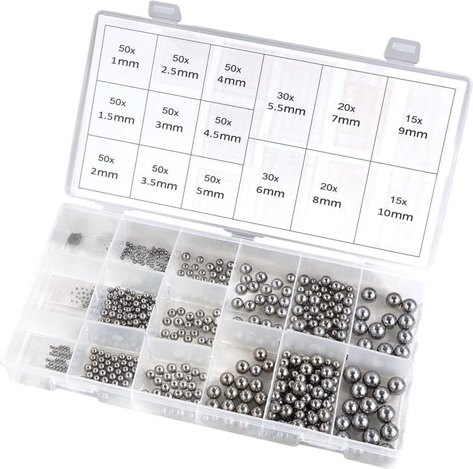 Westfalia Roestvrij stalen kogellager assortiment, 580 stuks