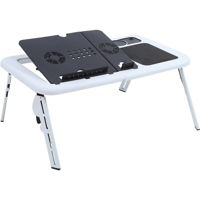 Ordinateur Portable PC Bloc-notes Pliable Portable Lit de Voiture Canapé Bureau Support Table Plateau Ventilateur Refroidissant blanc