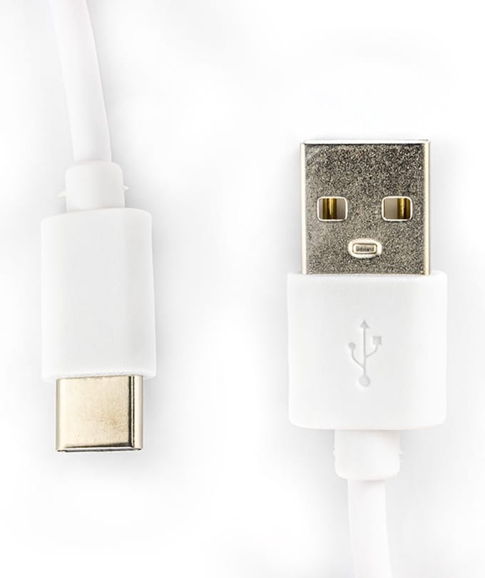 Caliber 1 meter Verloopkabel van USB A naar USB C Wit (SP-USB-C-CABLE-W)