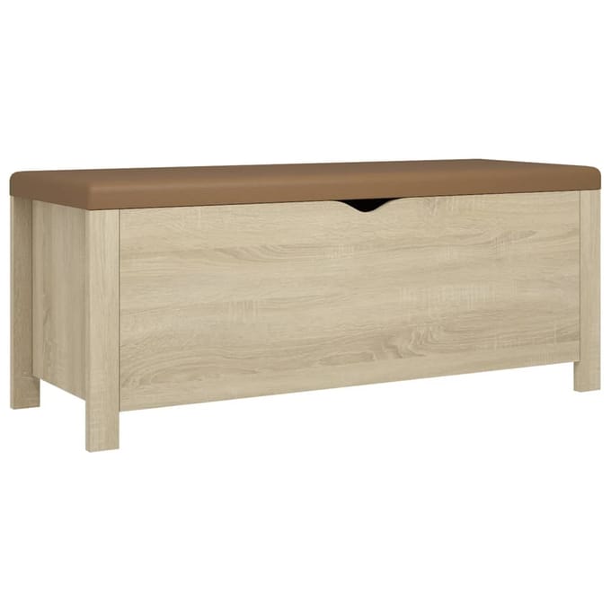 vidaXL - Opbergbox - met - kussen - 105x40x45cm - bewerkt - hout - sonoma - eikenkleur