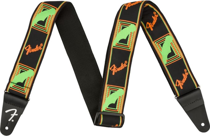 Fender Neon Monogrammed Strap Green/Orange - Gitaarband